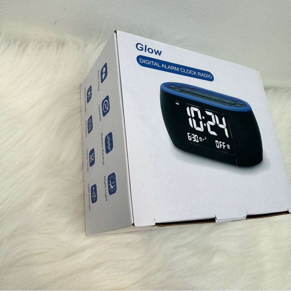 New Glow Small Alarm Clock Radio for Bedrooms with 7 Color Night Light - Picture 7 of 8